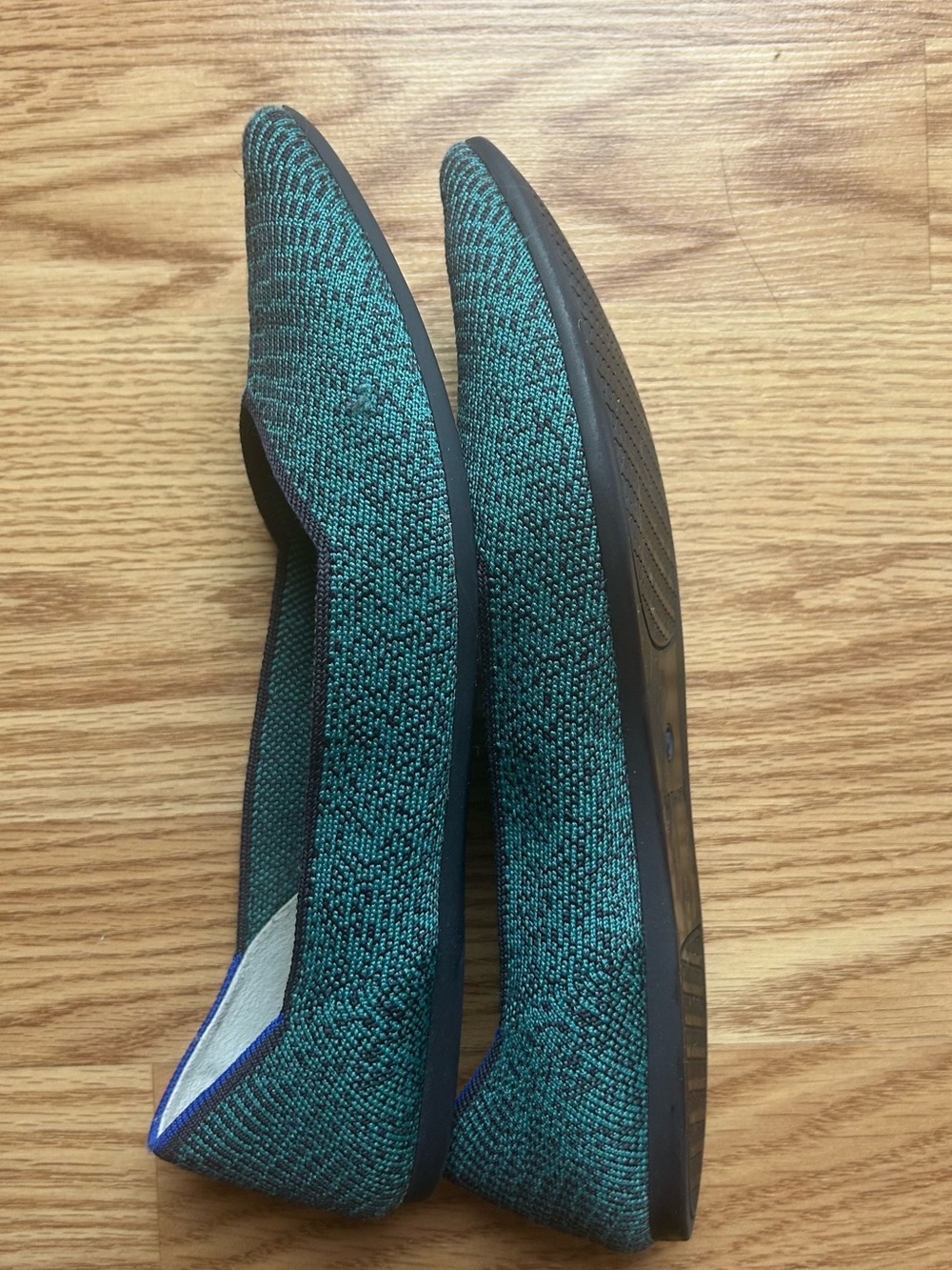 Rothy’s The Point Flat Size 8.5 Teal Blue and Black - Picture 3 of 6